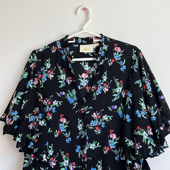 Maeve by Anthropologie Aveiro Flutter-Sleeved Buttondown Blouse - Picture 4 of 15